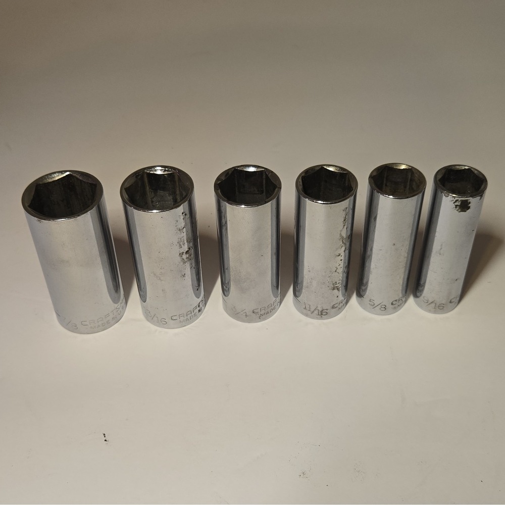 Vintage Craftsman 6pc 3/8 Drive 6 Point Deep Socket Set G Series USA